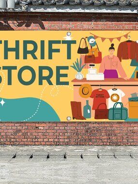 THRIFT STORE Generic Vinyl Banner 3'x6' Sign Storefront Signage Thrifty Shop